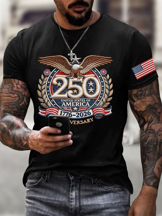 Men's 250th America Anniversary Casual Printed T-Shirt