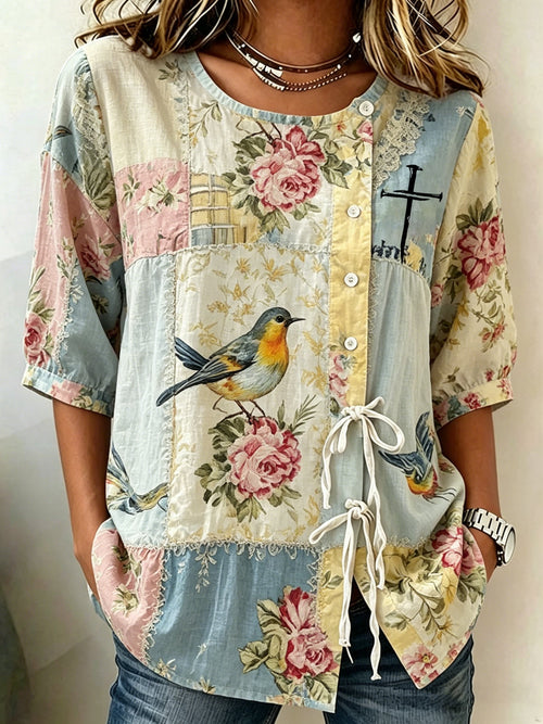 Women's Casual Floral Print Top