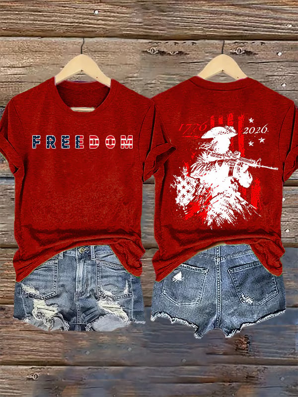 Women's  250th Anniversary Distressed American Flag 2-sided Shirt