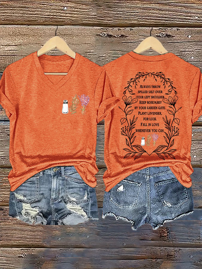 Women's Always Throw Spilled Salt Over Your Left Shoulder Print T-shirt