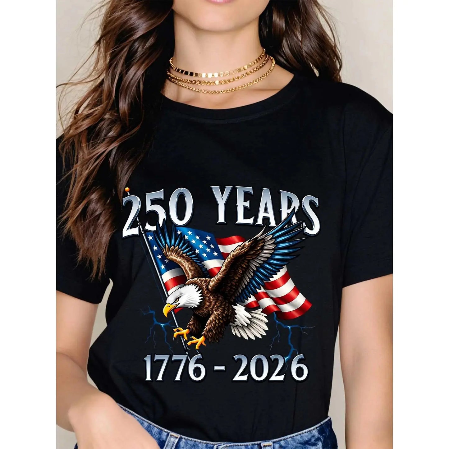 Memorial Day T-shirt American Eagle Independence Day 250 Years 1776 2026 T-Shirt White Patriotic Flag And Bird Design For Celebrations And National Events