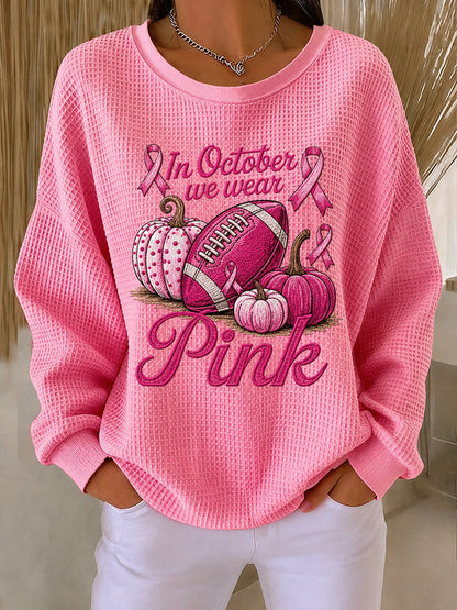 Women'S Pink Rugby Waffle Sweatshirt