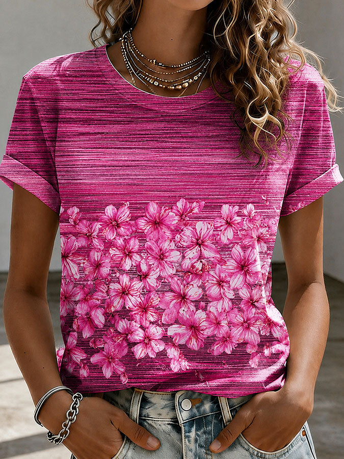 Women'S Breast Cancer Awareness Print Short Sleeve T-Shirt