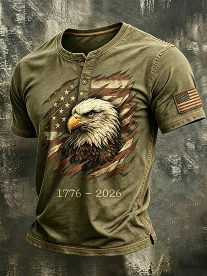 Men's 250th Independence Day Commemorative  Freedom・Courage・Pride Printed Top