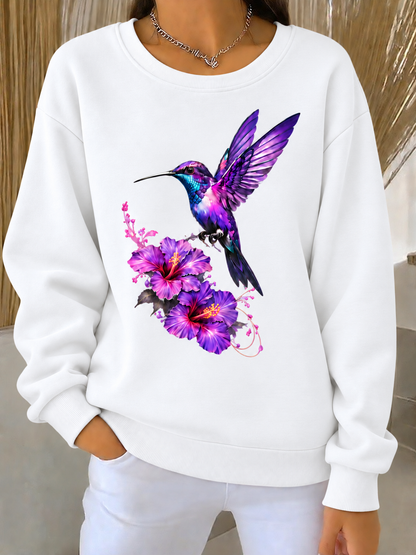 Women's Purple Art Print Casual Sweatshirt