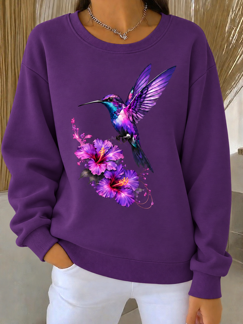 Women's Purple Art Print Casual Sweatshirt