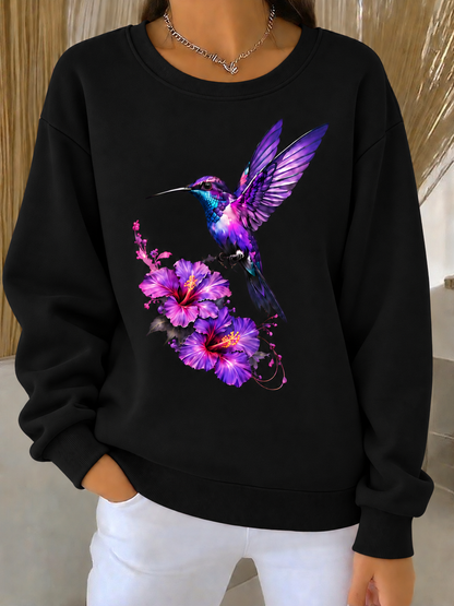Women's Purple Art Print Casual Sweatshirt
