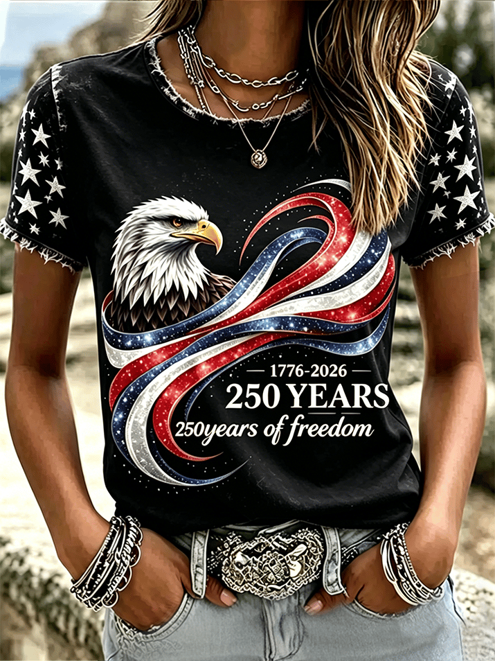 Women'S Casual U.S. 250th Anniversary Commemorative Printed T-Shirt