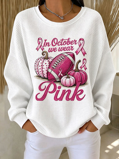 Women'S Pink Rugby Waffle Sweatshirt