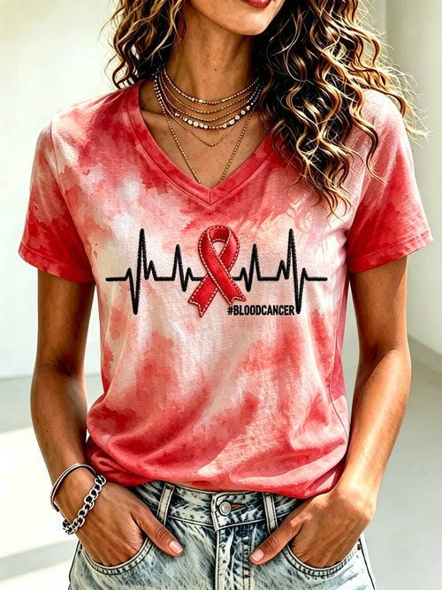 Women's Blood Cancer Awareness Print T-Shirt