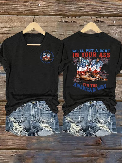 Women's V-neck We’ll put a boot in your ass it’s the American Way T-Shirt