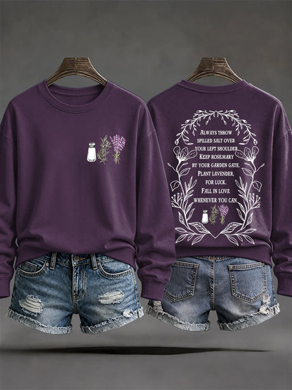 Women's Always Throw Spilled Salt Over Your Left Shoulder Print Casual Sweatshirt