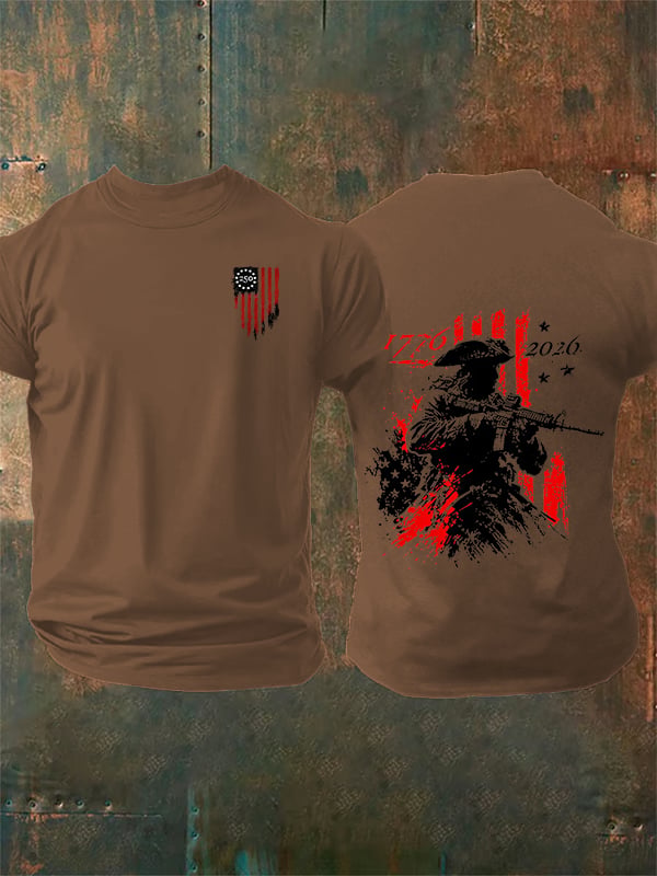 Men's 250th Anniversary Distressed American Flag 2-sided Shirt