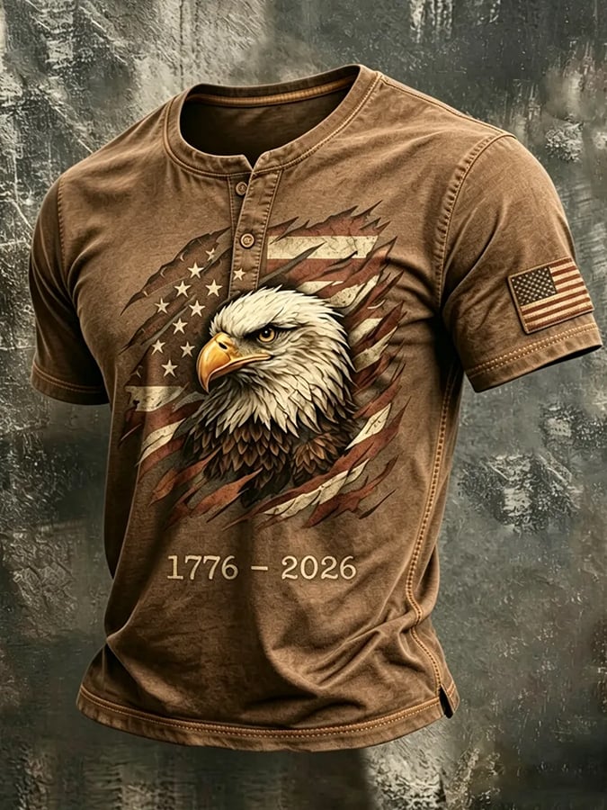 Men's 250th Independence Day Commemorative  Freedom・Courage・Pride Printed Top