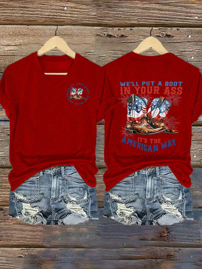 Women's V-neck We’ll put a boot in your ass it’s the American Way T-Shirt