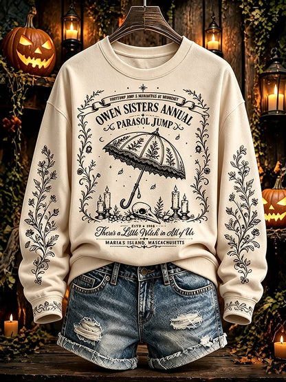 Women's Practical Magical Halloween Print Crew Neck Sweatshirt
