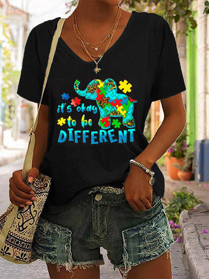 Women's It's Ok To Be Different V-Neck T-Shirt