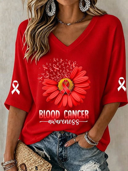 Women's Casual Printed Waffle Top