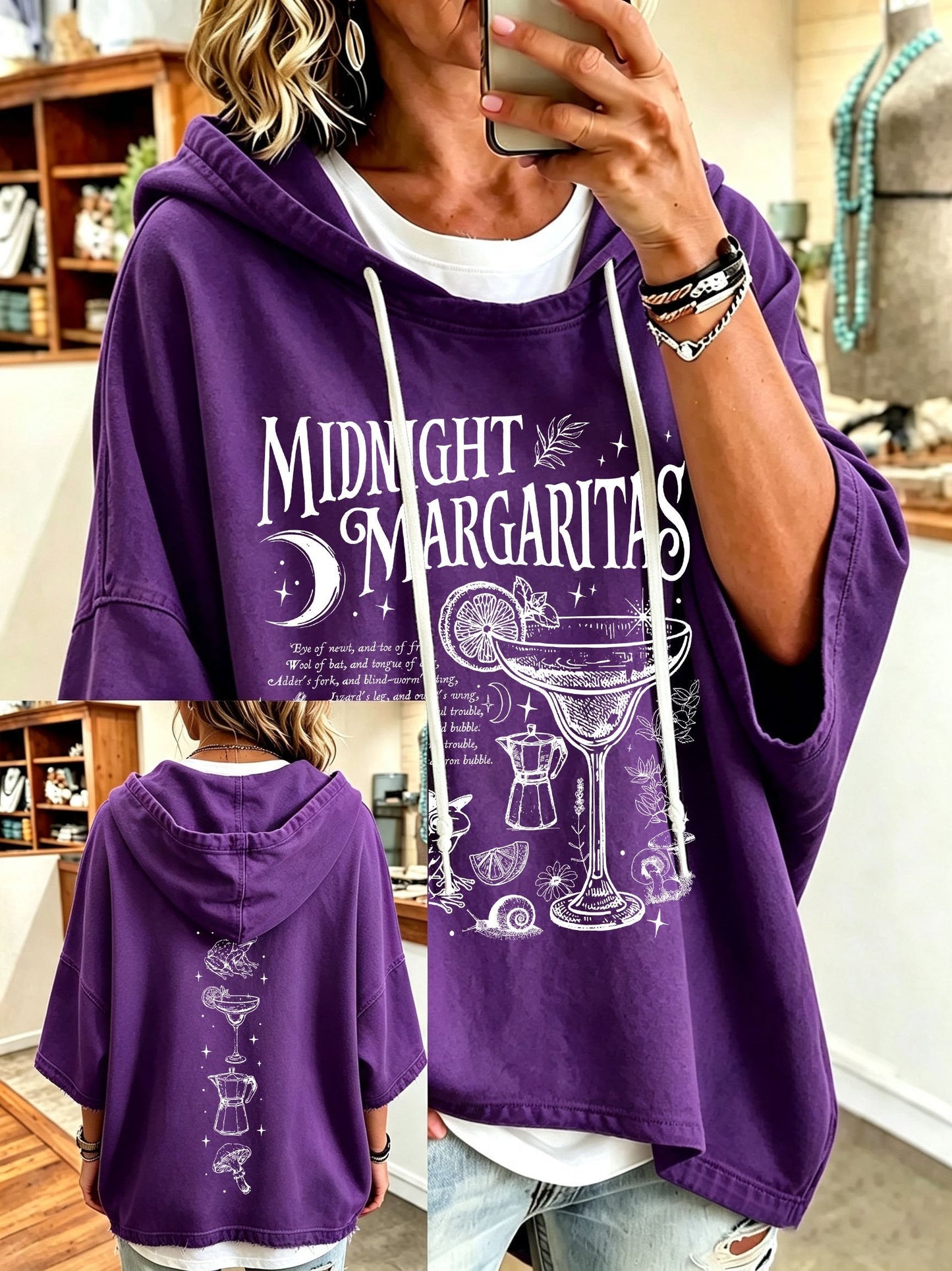 Women's Midnight Margaritas Print Hooded Sweatshirt