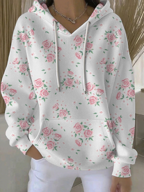 Women's Breast Cancer Pink Print Casual Hoodie