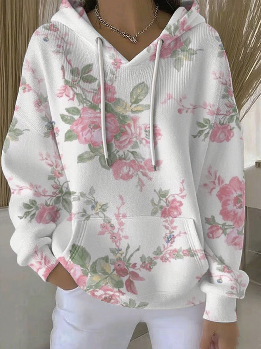 Women's Breast Cancer Pink Print Casual Hoodie