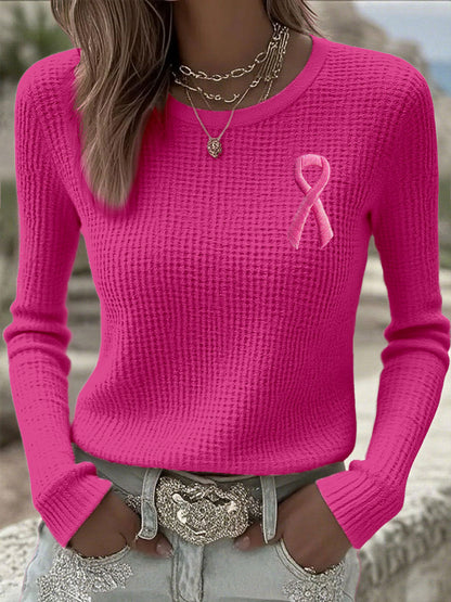 Women's Breast Cancer Awareness Pink Ribbon Long Sleeve T-Shirts