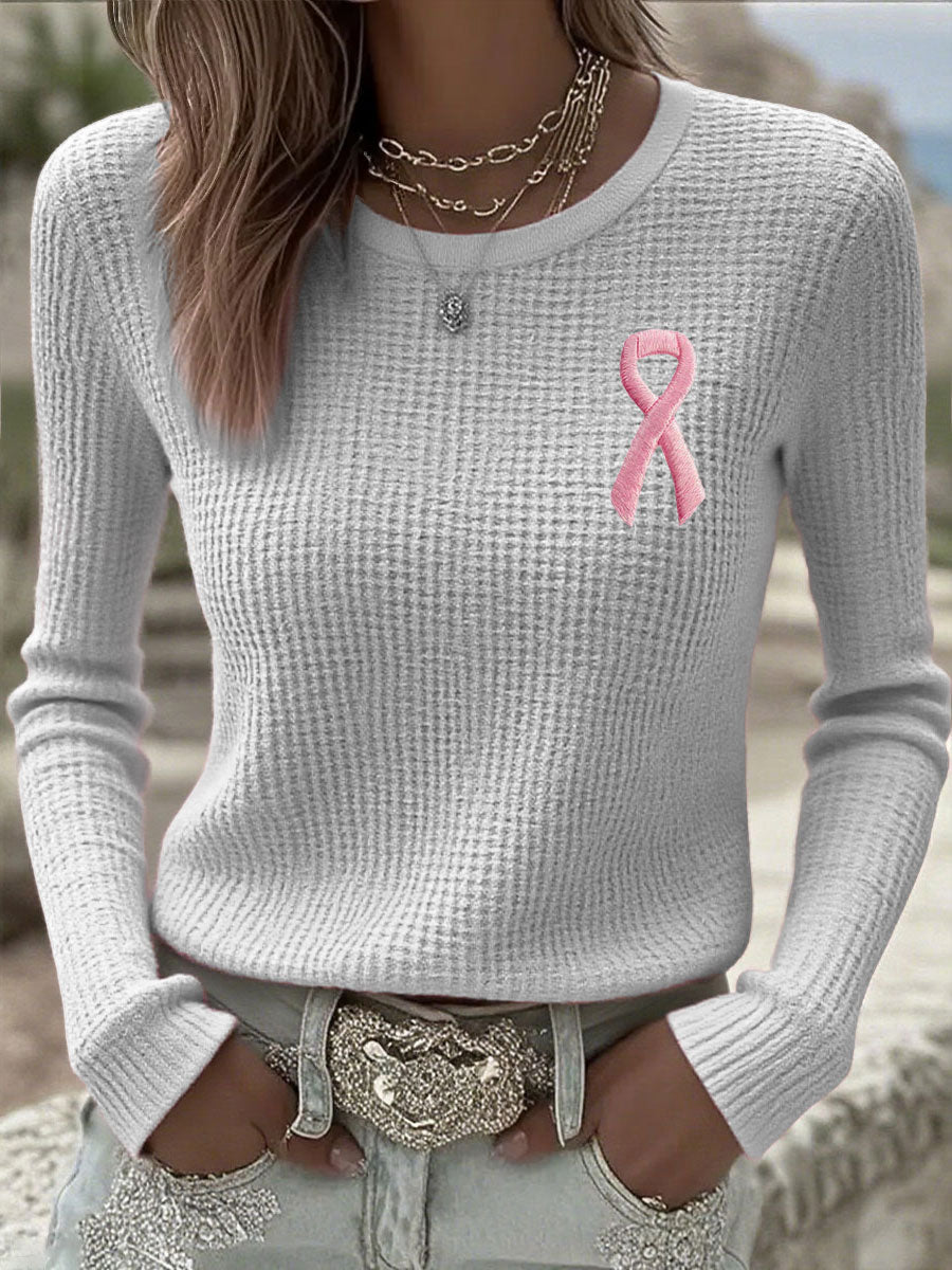 Women's Breast Cancer Awareness Pink Ribbon Long Sleeve T-Shirts