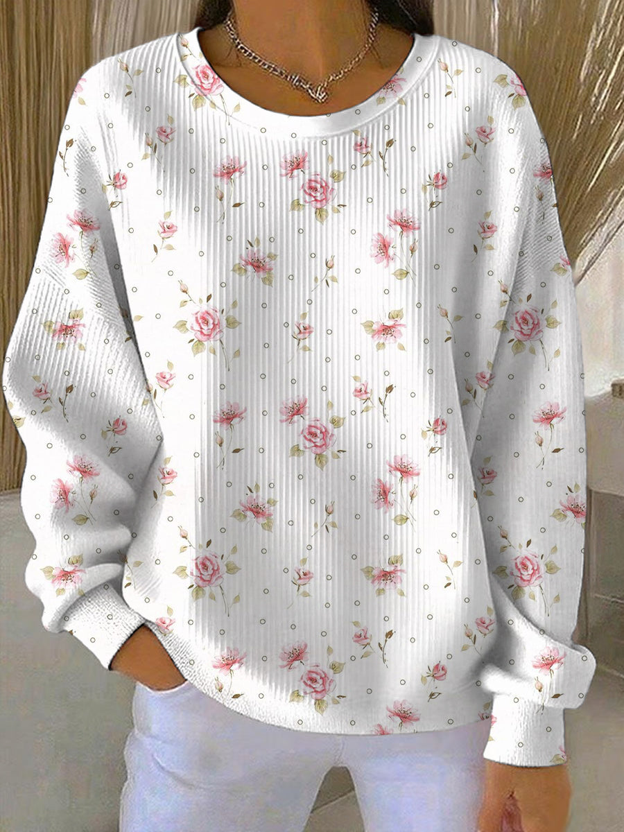 Women's Breast Cancer Pink Print Casual Sweatshirt