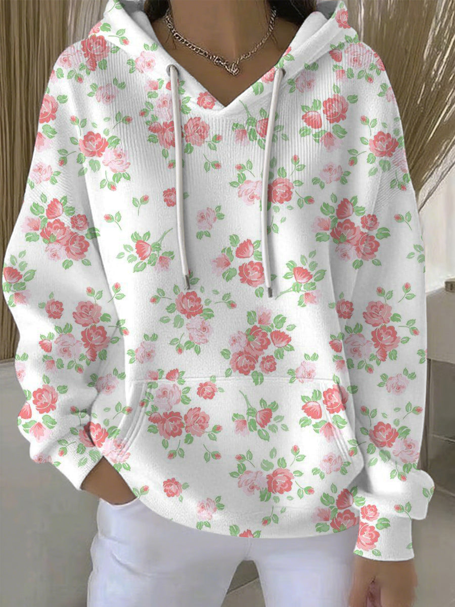 Women's Breast Cancer Pink Print Casual Hoodie