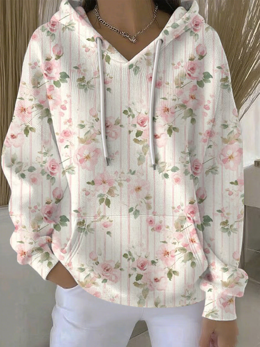 Women's Breast Cancer Pink Print Casual Hoodie