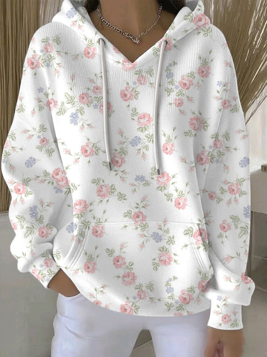 Women's Breast Cancer Pink Print Casual Hoodie