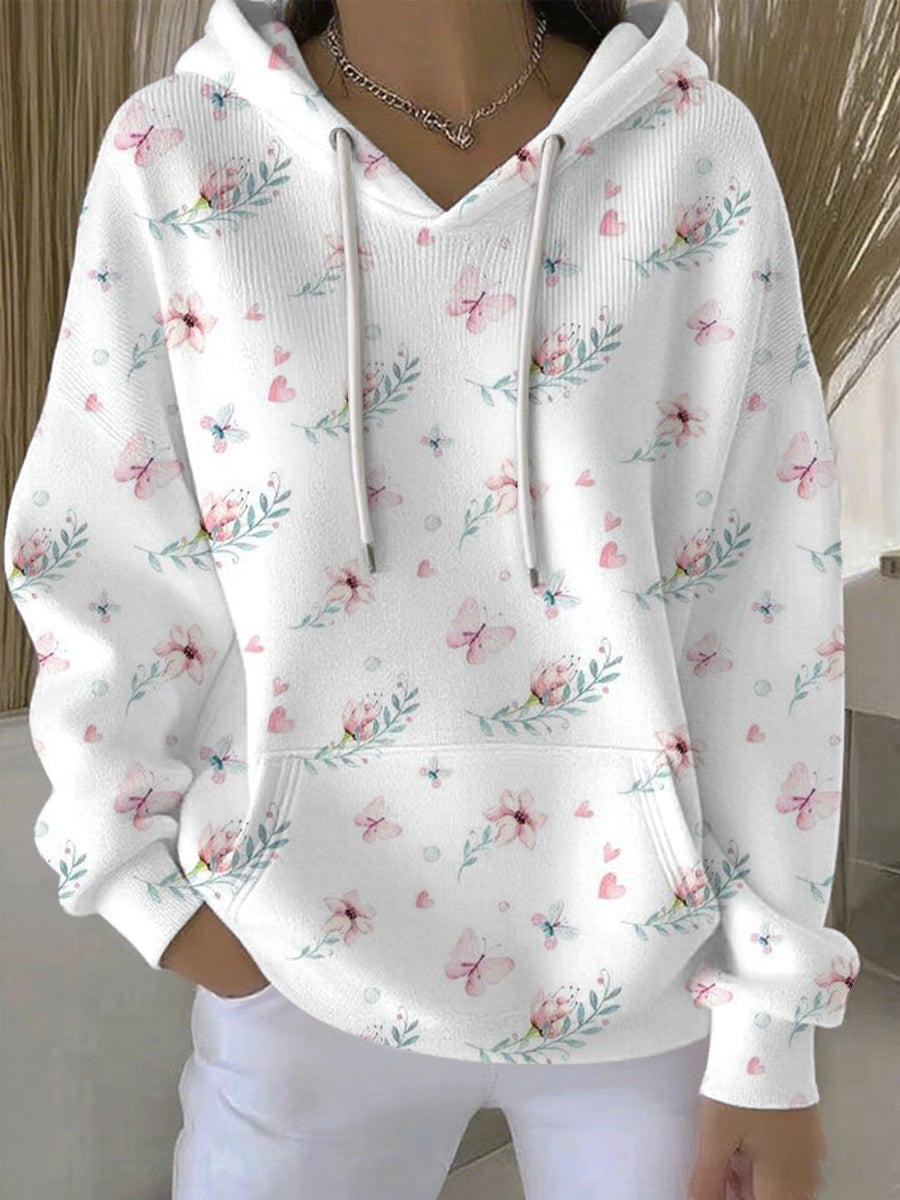 Women's Breast Cancer Pink Print Casual Hoodie