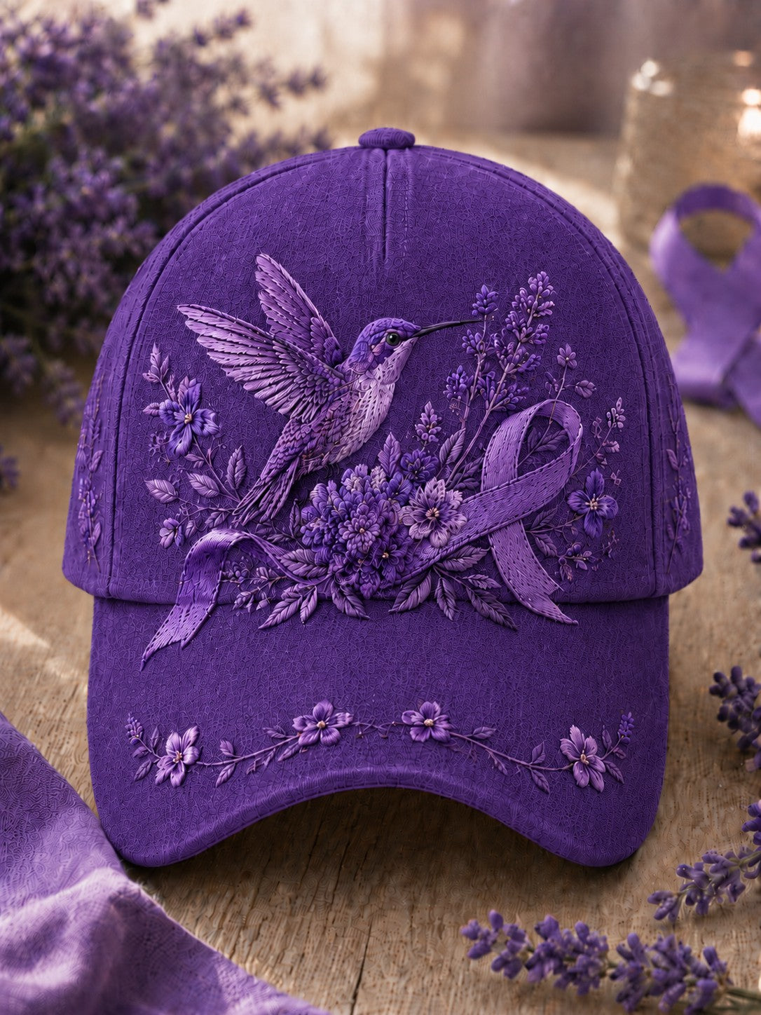 Alzheimer's Awareness Purple Floral Hat