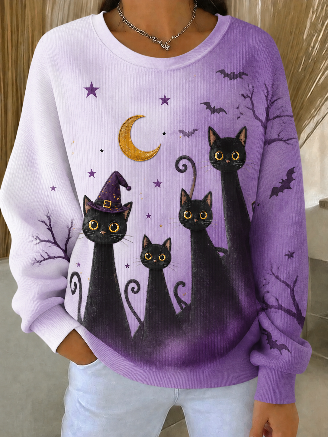 Women's Alzheimer's Awareness Ribbed Round-Neck Sweatshirt