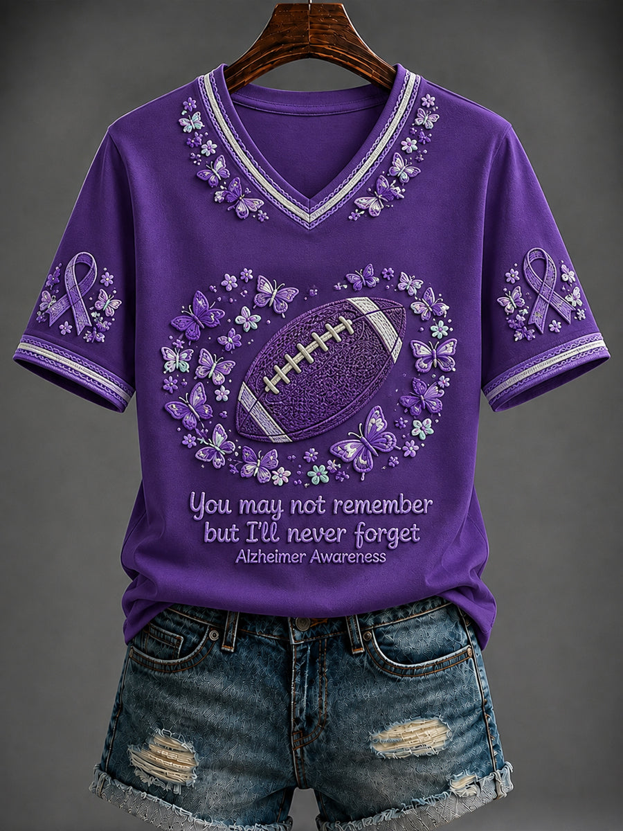 Women's Alzheimer's Disease Printed V-neck T-shirt
