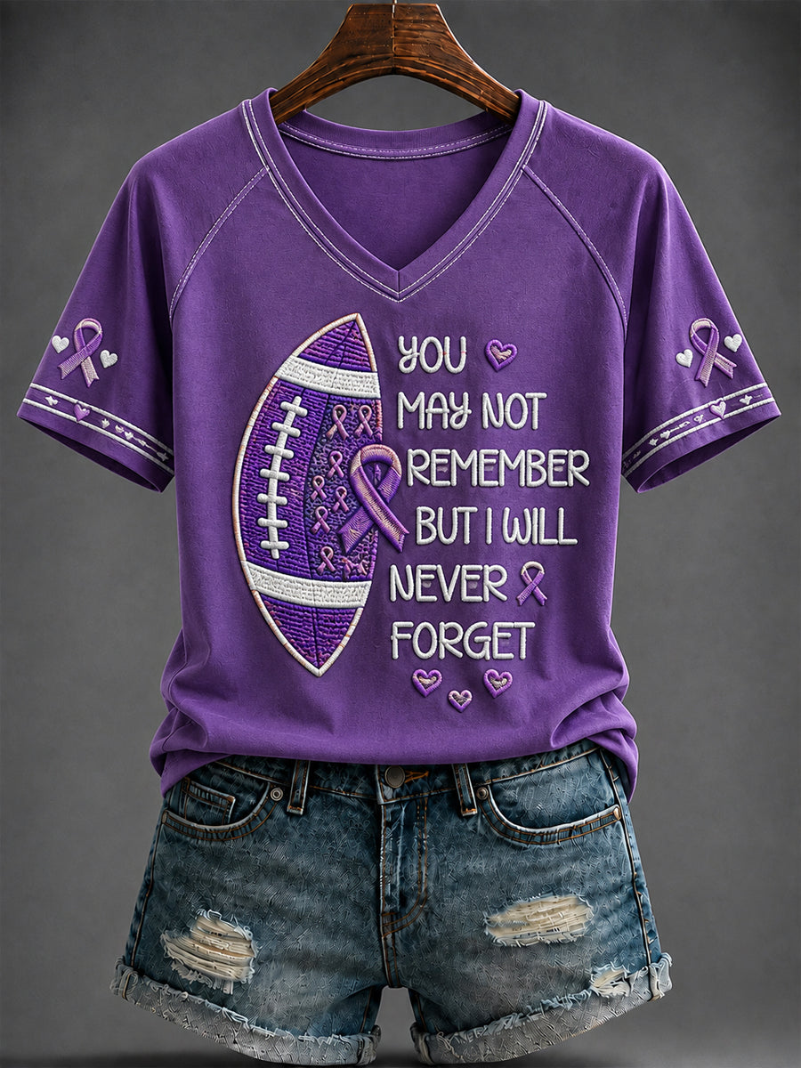 Women's Alzheimer's Disease Printed V-neck T-shirt