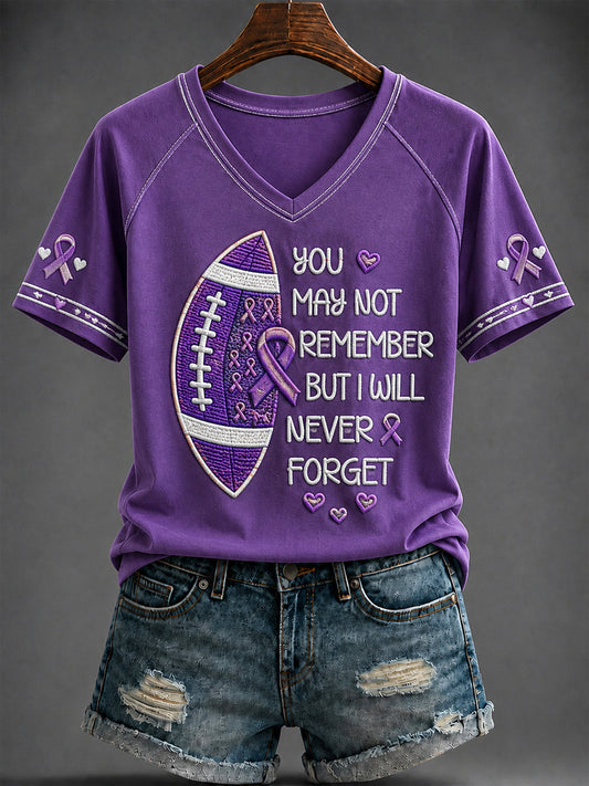 Women's Alzheimer's Disease Printed V-neck T-shirt