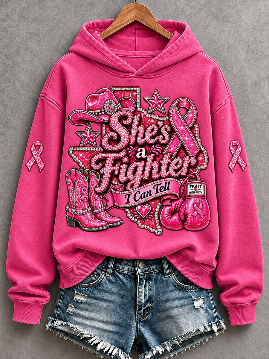 Women's She's A Fighter I Can Tell Western Cowgirl Print Hoodie