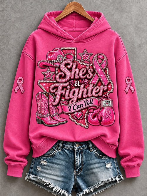 Women's She's A Fighter I Can Tell Western Cowgirl Print Hoodie