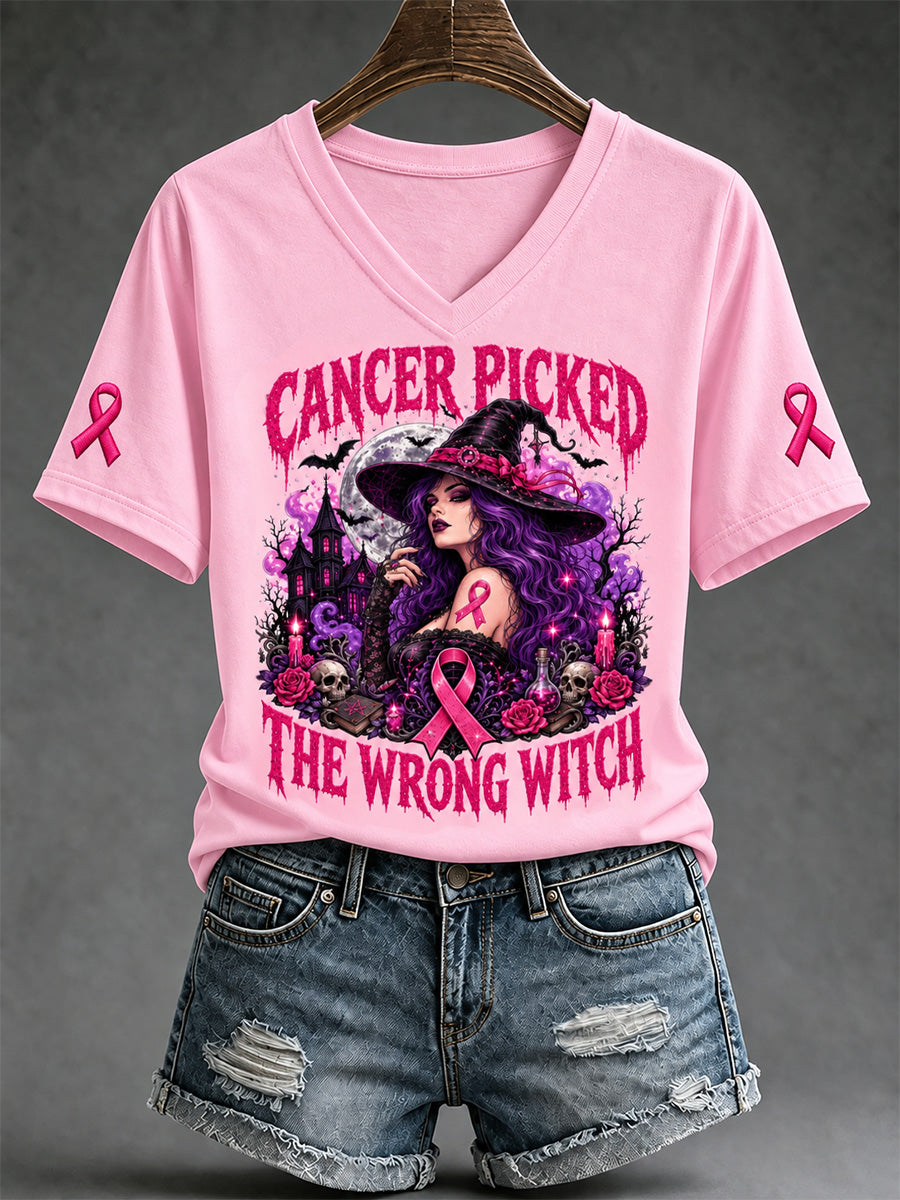 Women's Breast Cancer Awareness Print V-Neck Tee