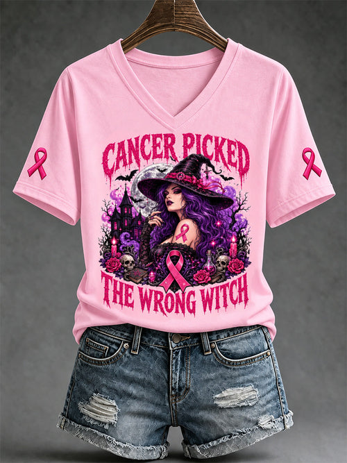 Women's Breast Cancer Awareness Print V-Neck Tee