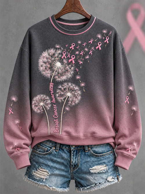 Women's Breast Cancer Awareness Pink Art Printed Sweatshirt