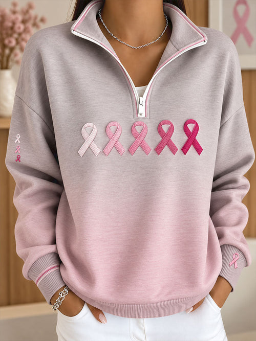 Women's Breast Cancer Awareness Pink Art Printed Sweatshirt