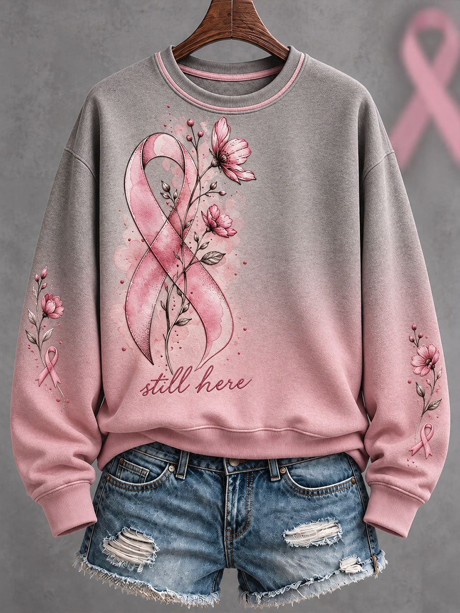 Women's Breast Cancer Awareness Pink Art Printed Sweatshirt