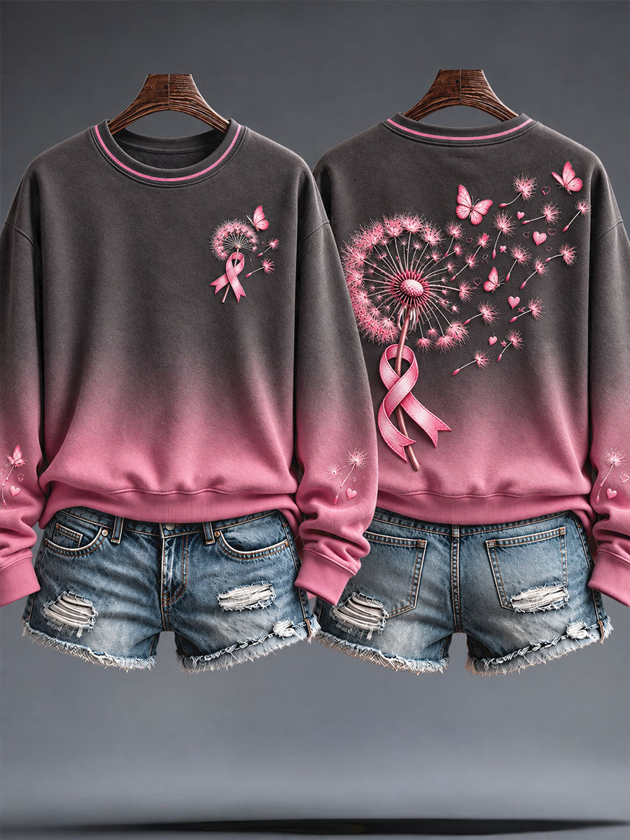 Women's Breast Cancer Awareness Pink Art Printed Sweatshirt