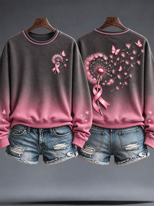 Women's Breast Cancer Awareness Pink Art Printed Sweatshirt