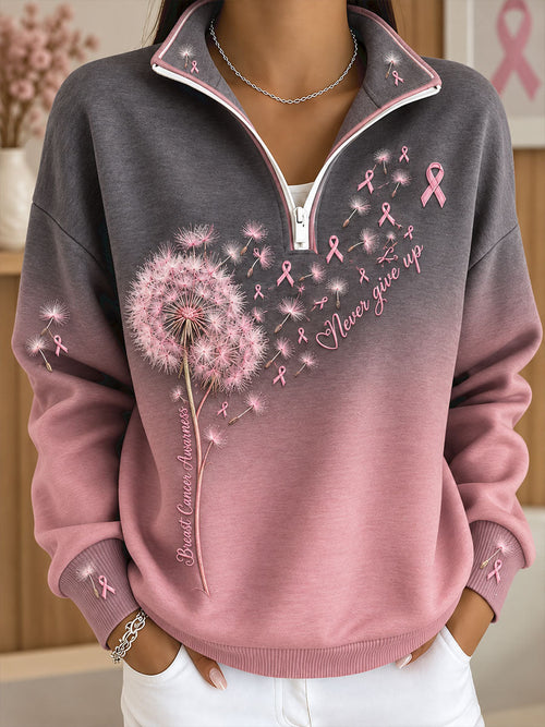 Women's Breast Cancer Awareness Pink Art Printed Sweatshirt