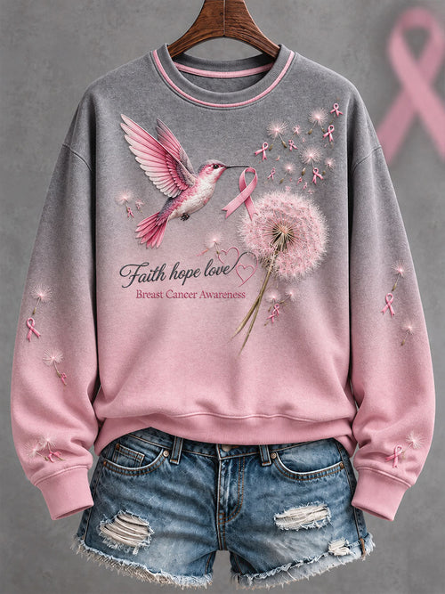 Women's Breast Cancer Awareness Pink Art Printed Sweatshirt