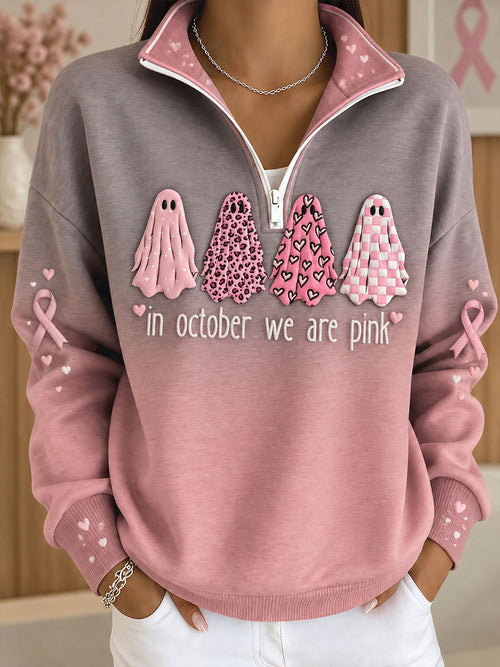 Women's Breast Cancer Awareness Pink Art Printed Sweatshirt