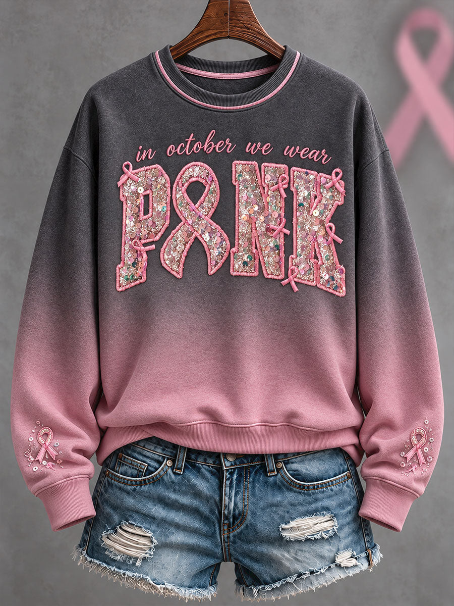 Women's Breast Cancer Awareness Pink Art Printed Sweatshirt